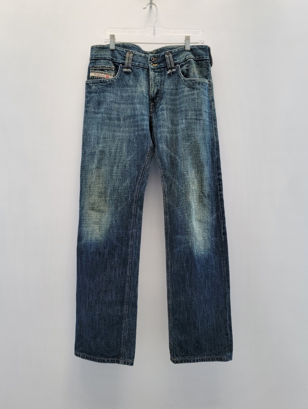Diesel Vintage Mens Straight Leg Blue Jeans Size 33 Y2K Distressed Festival